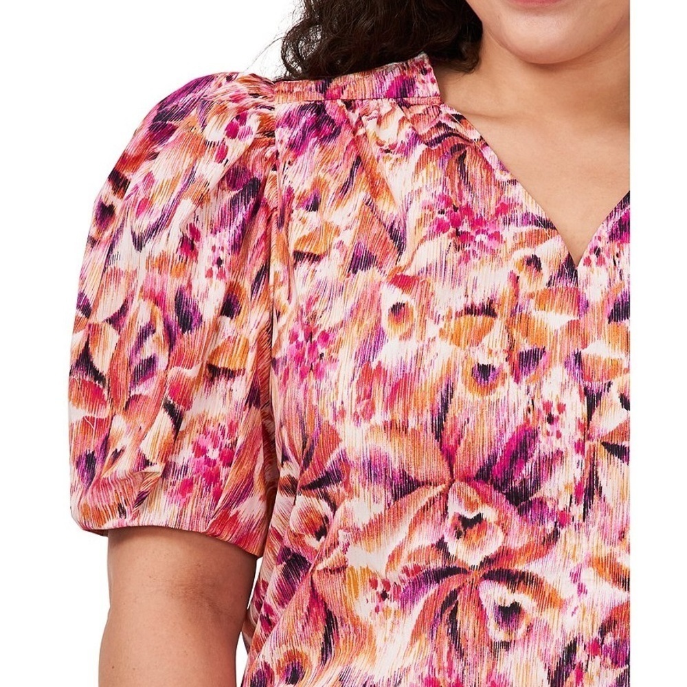 New CeCe Plus V-Neck Puffed Sleeve Blouse
